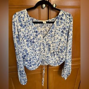 Floral Blue and White Blouse